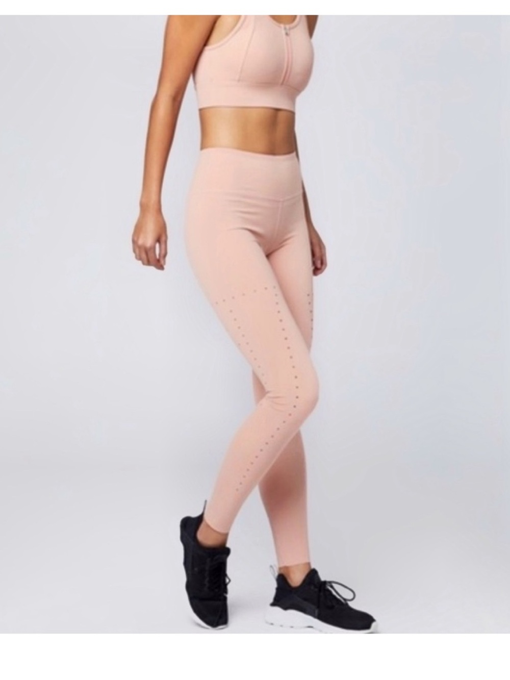 Laser Cut peach/pink combo High-Waist Seamless Active Leggings